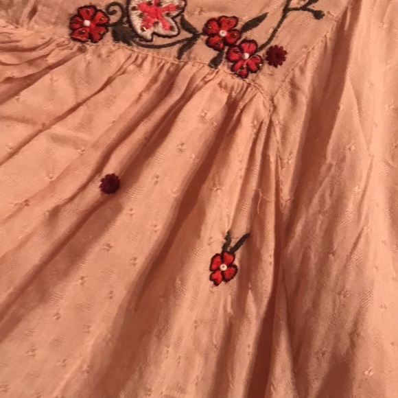 Romantic beaded free people tunic dress top shirt xs 0 2 wide sleeve - Picture 5 of 6